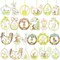 Juvale Easter Ornaments, 24-Pack Wooden Hanging Decorations for Easter Tree, Spring-Themed Eggs, Bunnies, and Chicks, DIY Craft Ornaments for Wreaths, Giveaways, and Seasonal Easter Decorations